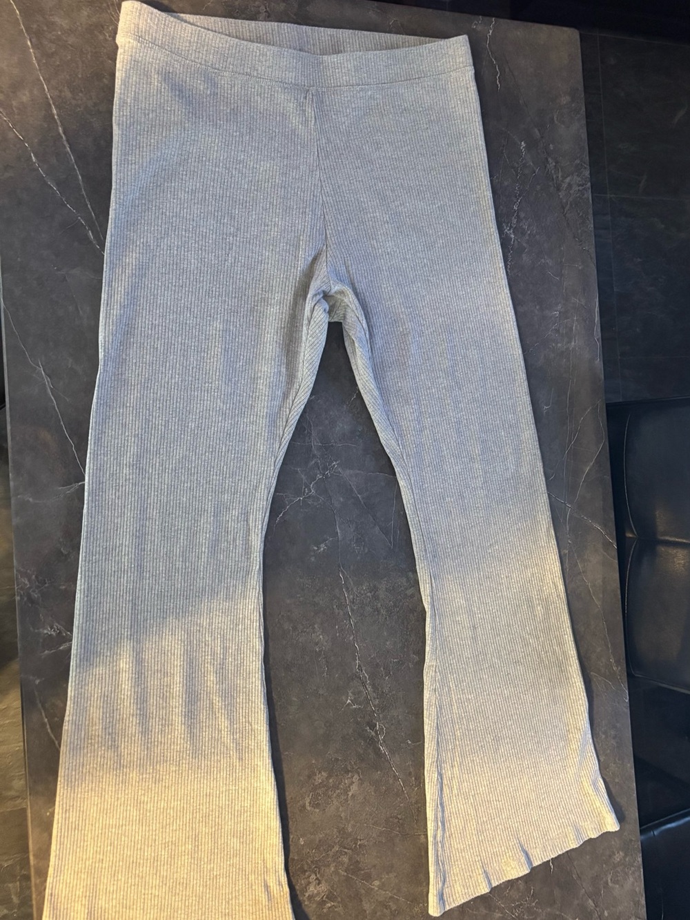 Victoria's Secret Ribbed Light Gray Flare Leggings